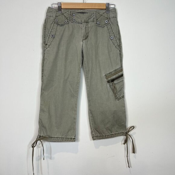 Vintage EXPRESS Womens Capri Green Cropped Pants Size 0 - Picture 7 of 8